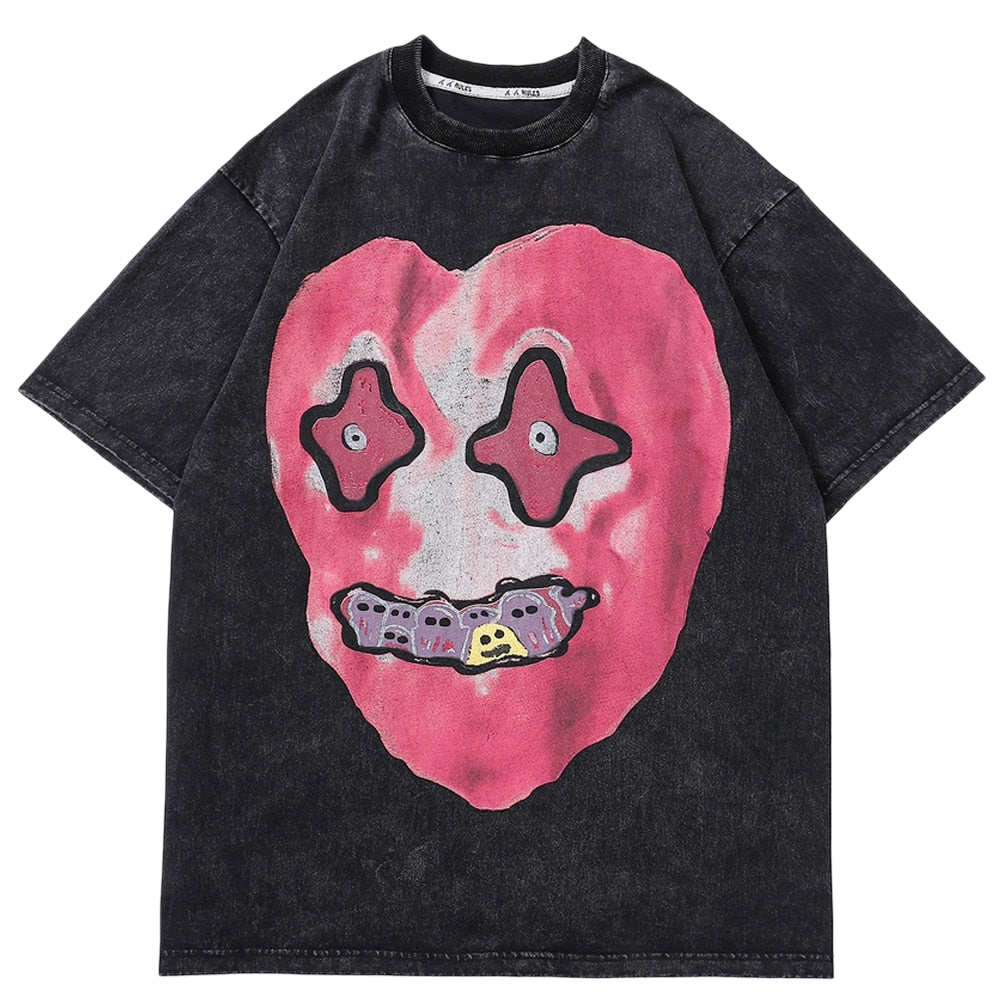 Glitch Face Oversized Tee