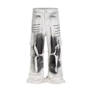 White Distressed Cargo Pants