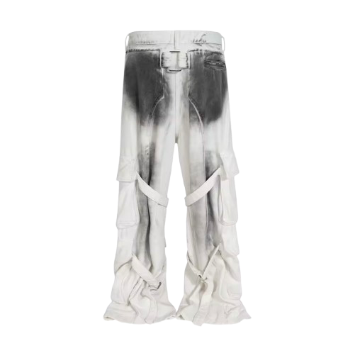 White Distressed Cargo Pants